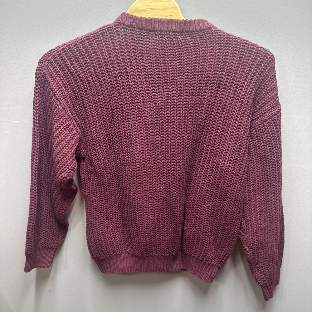 Hunting Horn J Riggins Mens Large Burgundy Cable Knit Ramie Cotton Sweater Vtg - Picture 6 of 8